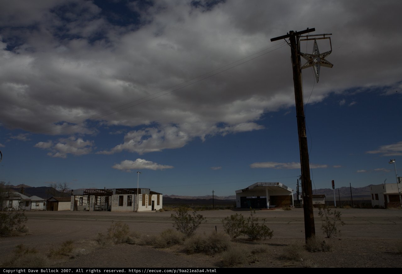 Desert Town with Utility Pole and Power Line