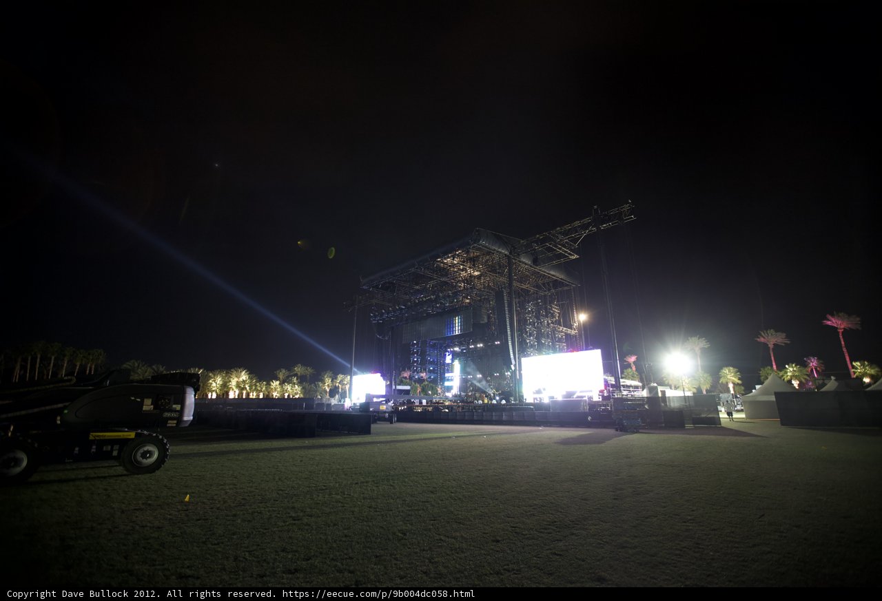 Concert Stage with Light Show and Truck in the Background