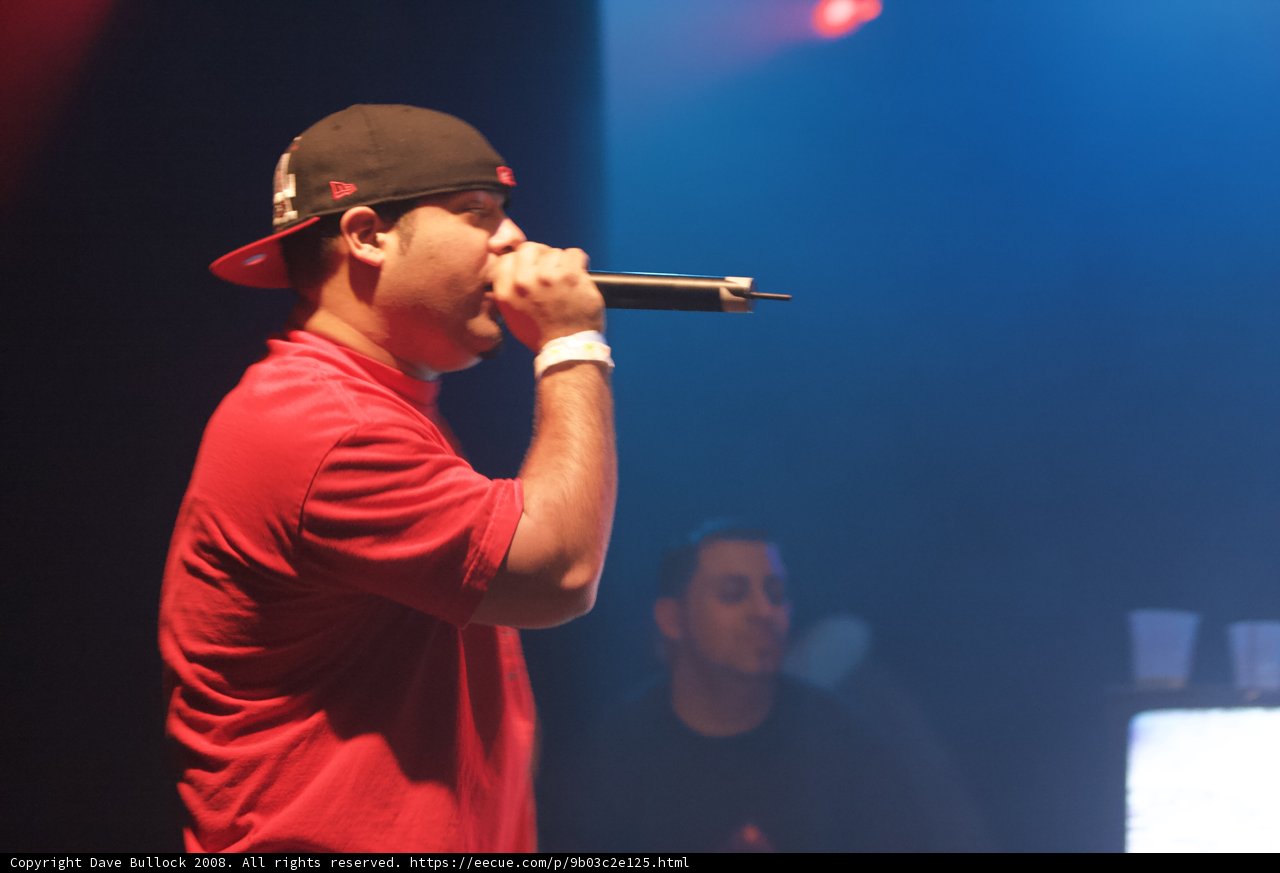 Entertainer on stage with microphone