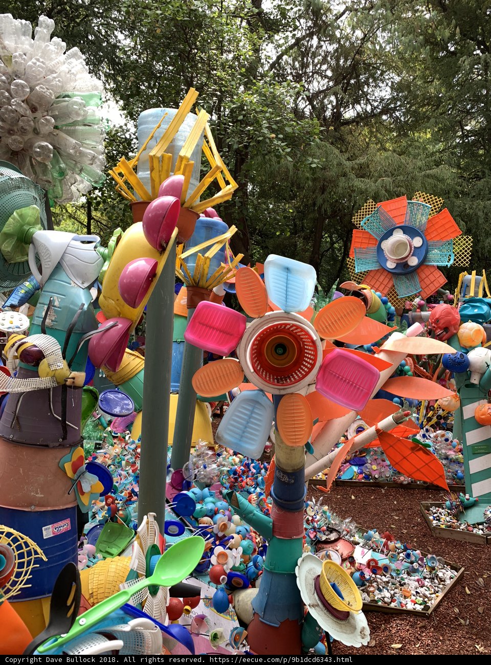 Colorful Plastic Flowers at Outdoor Play Area
