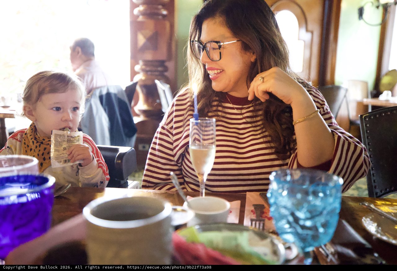 Mother and Child Dining at Madonna Inn