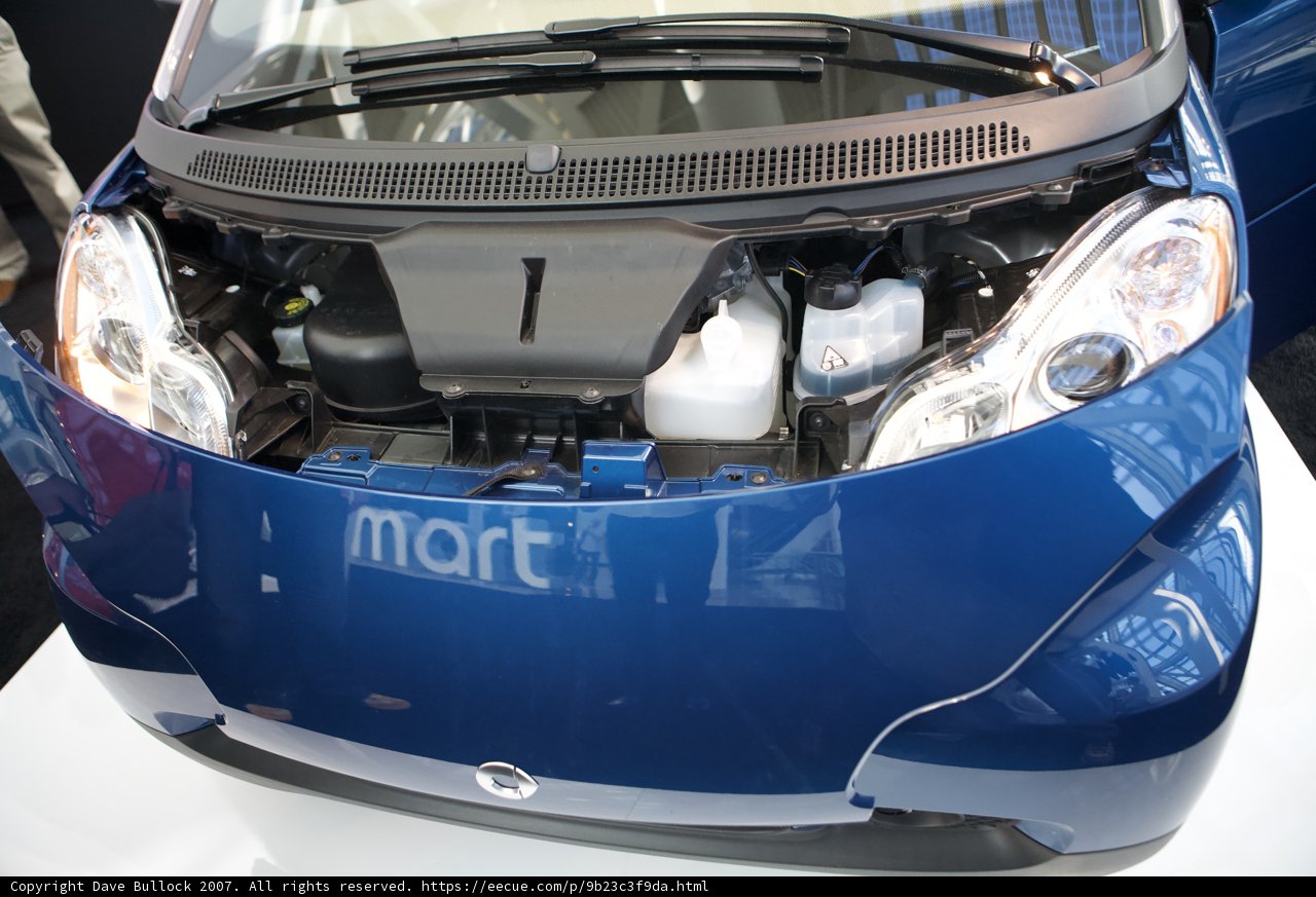 Blue Car with Open Hood at the LA Auto Show