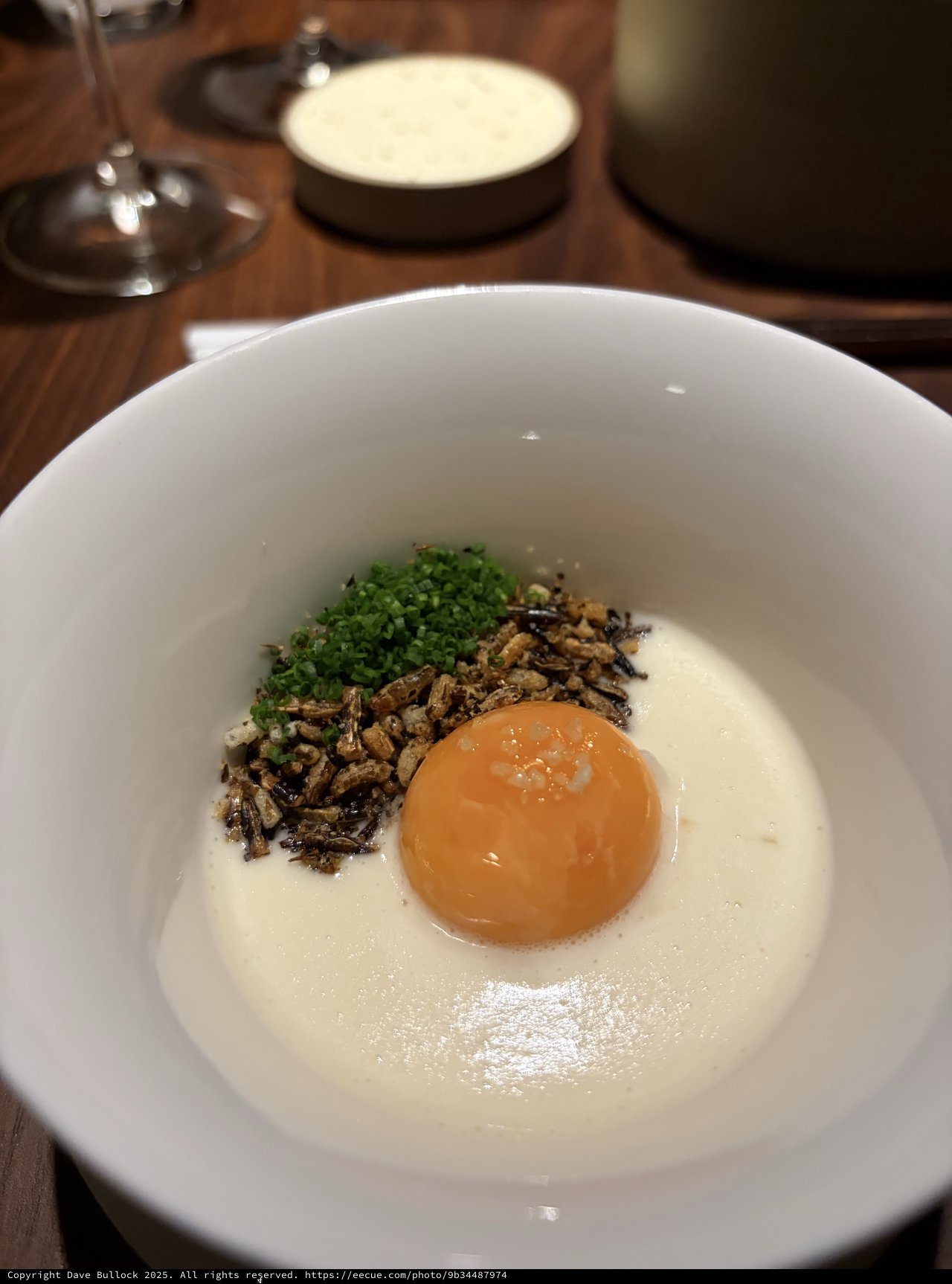 Minimalist Fine Dining Course with Mushrooms and Egg Yolk