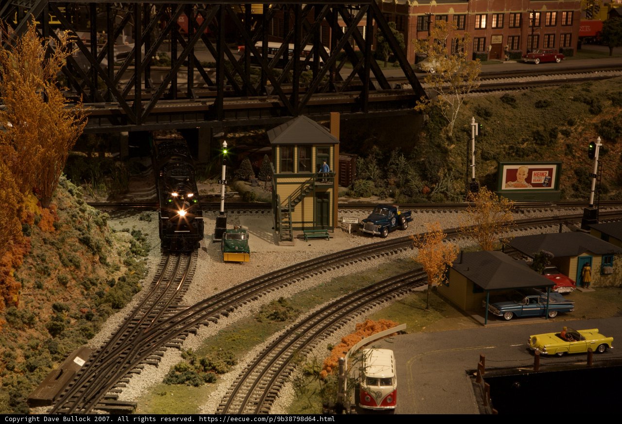 Miniature Train Set with Bridge and Cars