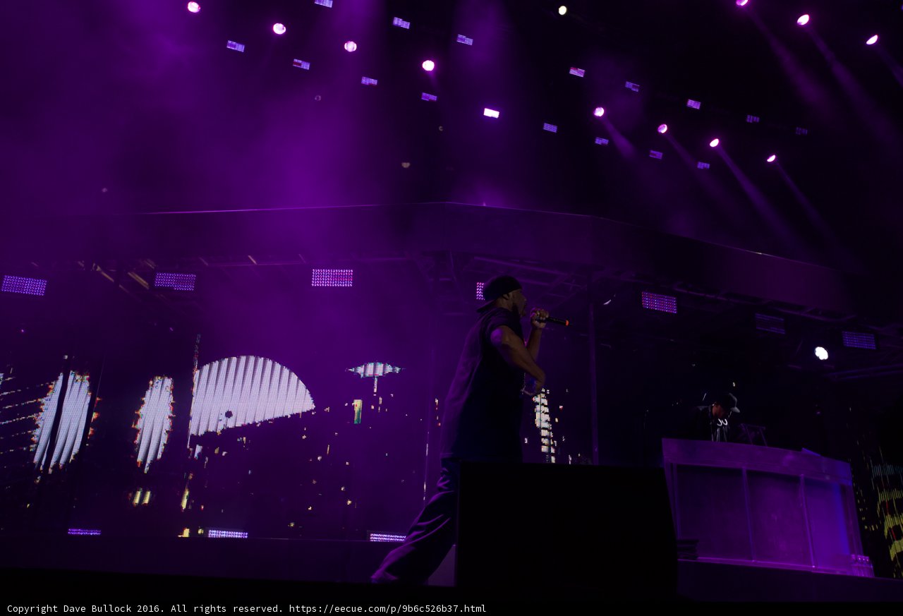 Man in Black Suit: Rocking the Purple Lights