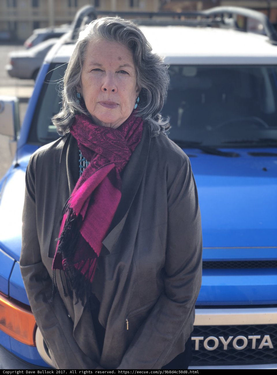 Blue Toyota Truck with Rhoda B