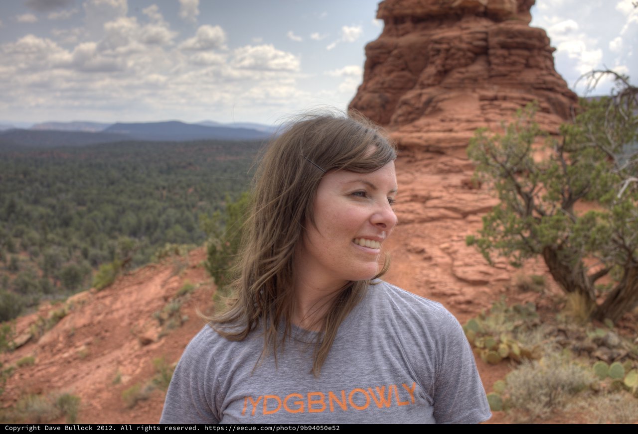 Smiling Hiker Atop Sedona Red Rock Vista