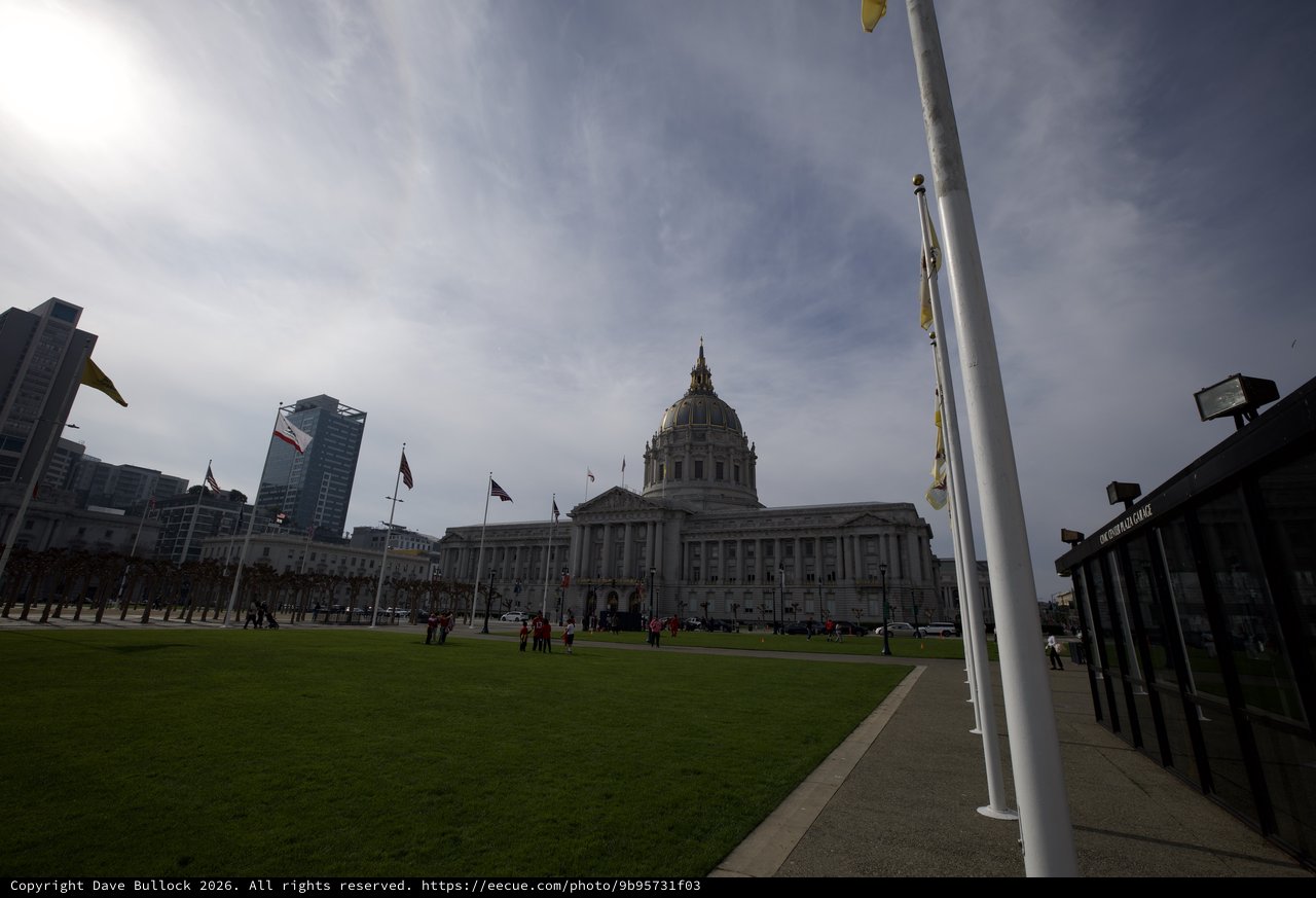 San Francisco City Hall Under Dramatic Cloudy Skies