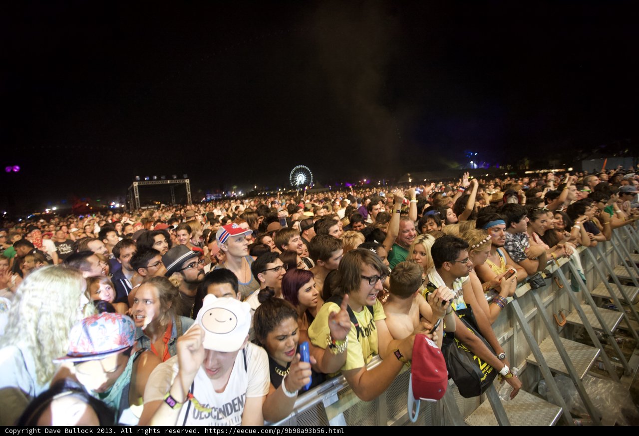Night Sky and Crowd at Coachella Concert