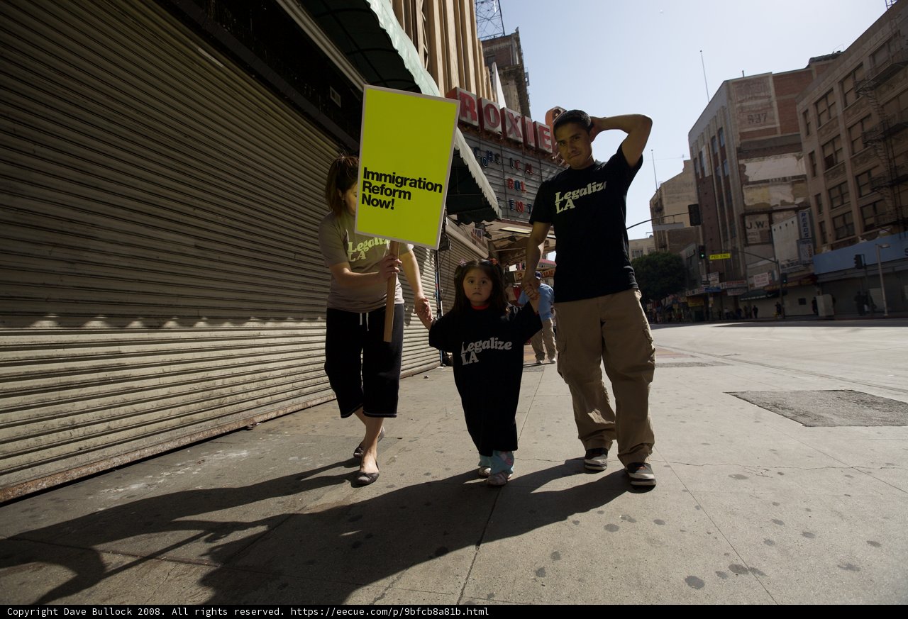 Mayday Rally Protestors on Sidewalk