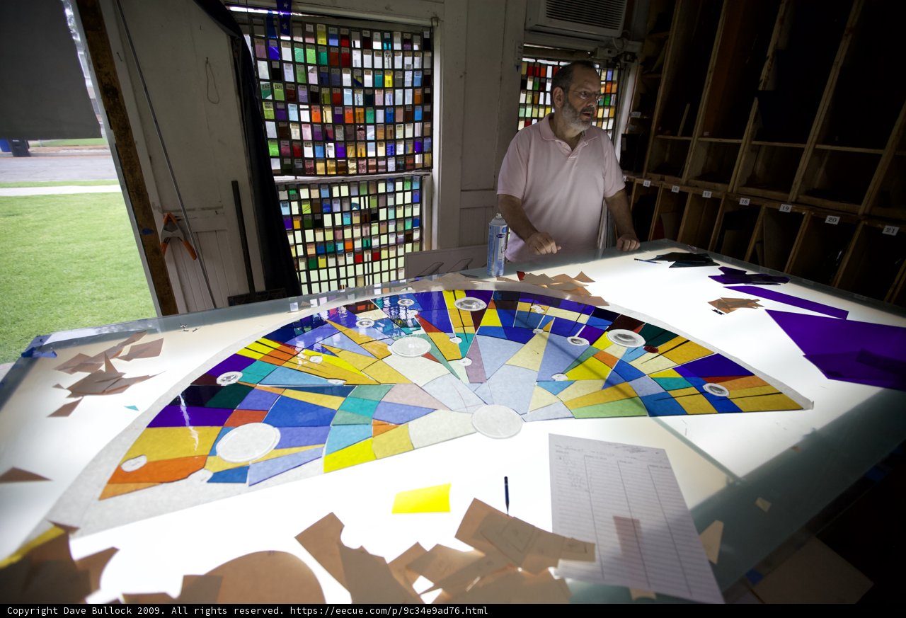 Working on a Stained Glass Masterpiece