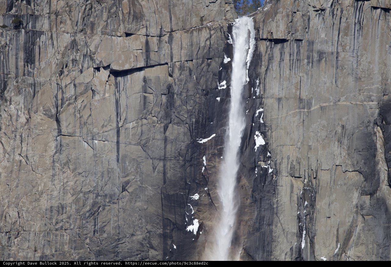 Yosemite Falls Cascading Down Granite Cliff Face
