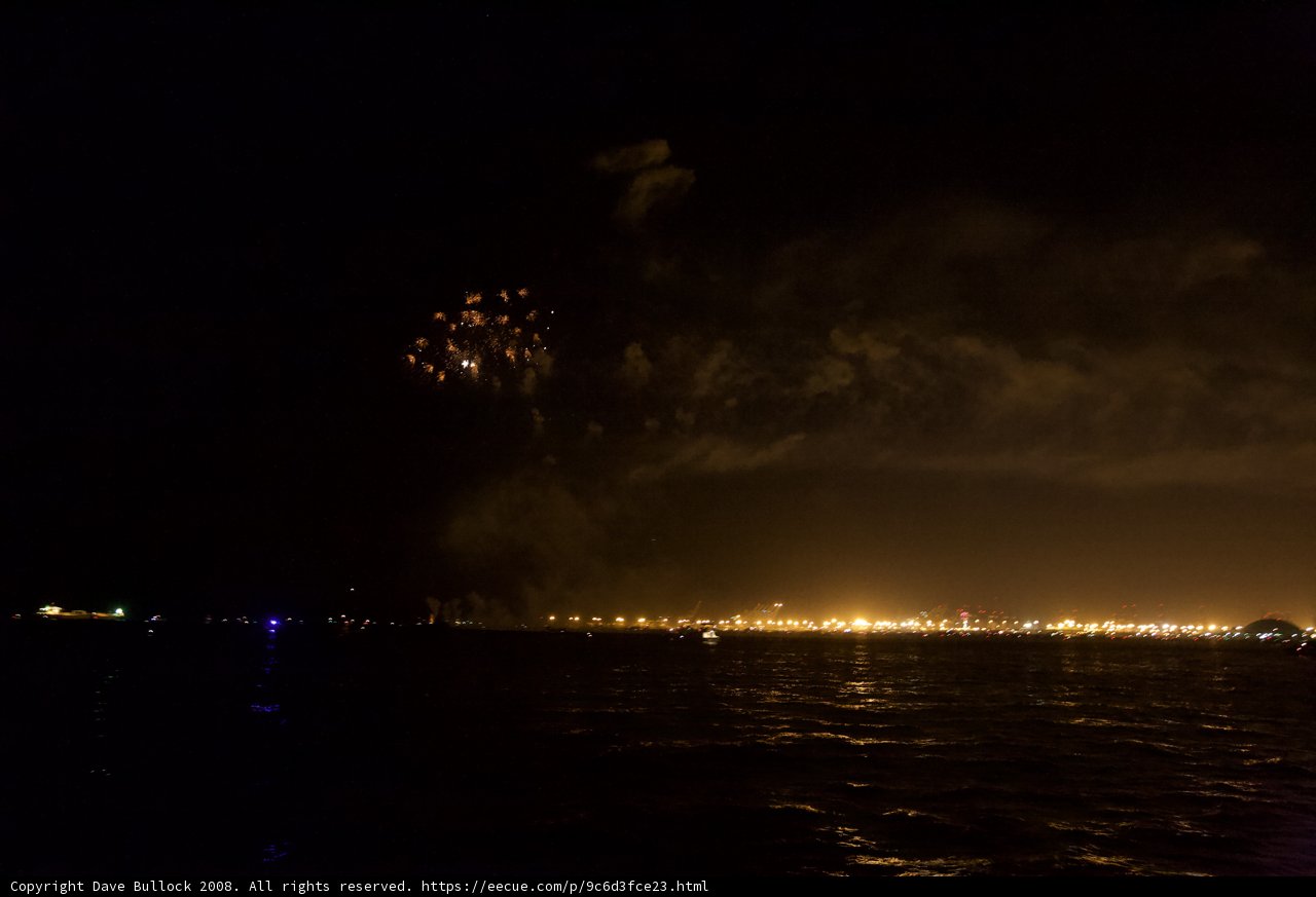 Fireworks Illuminating the Night Sky over the Water