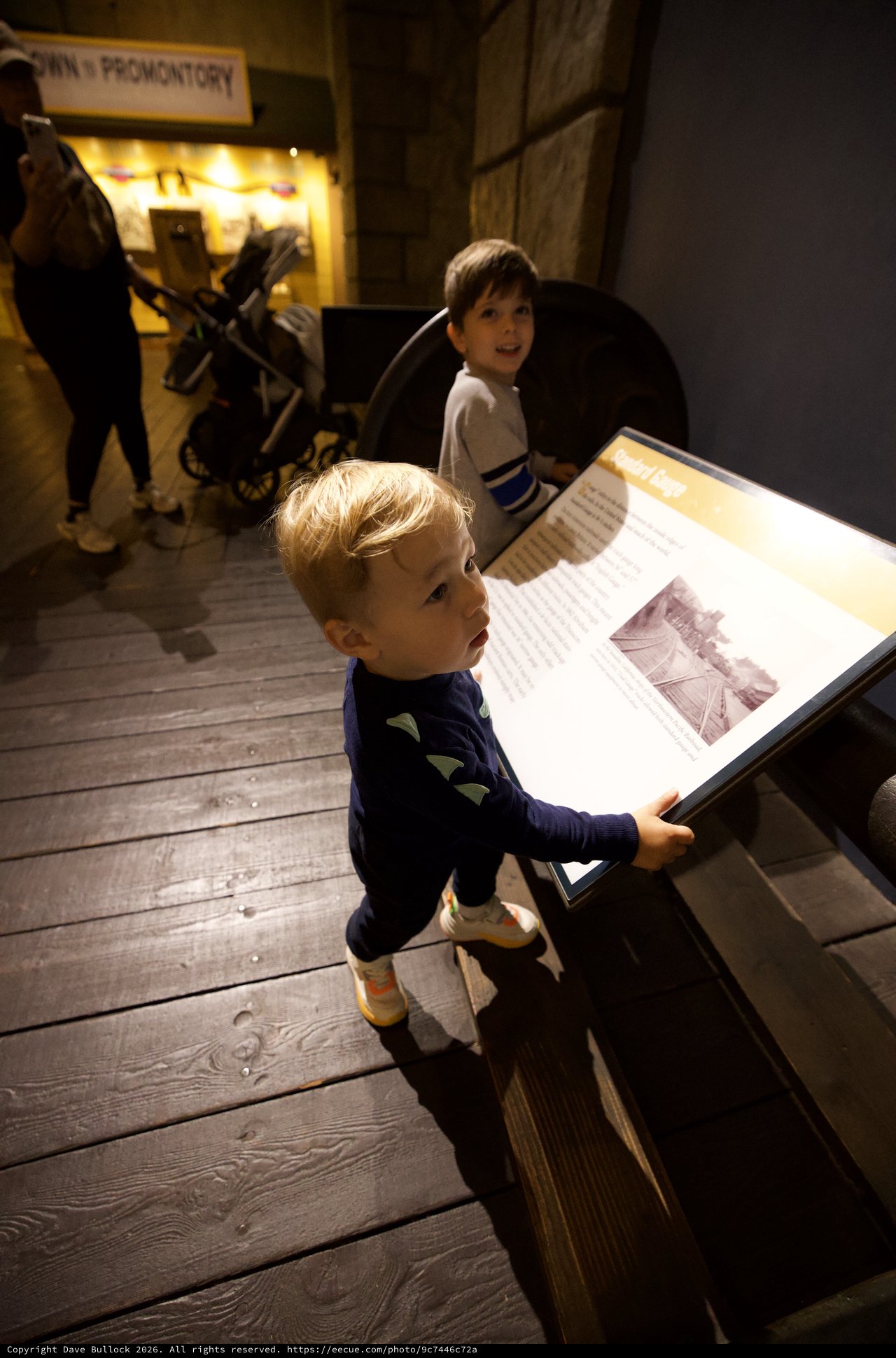 Young Boy Exploring Museum Exhibit Display