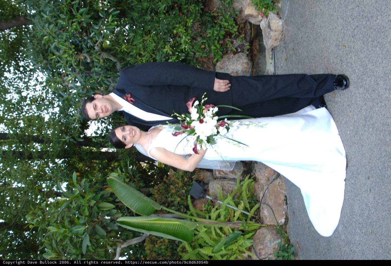 Elegant Outdoor Wedding Portrait of Bride and Groom