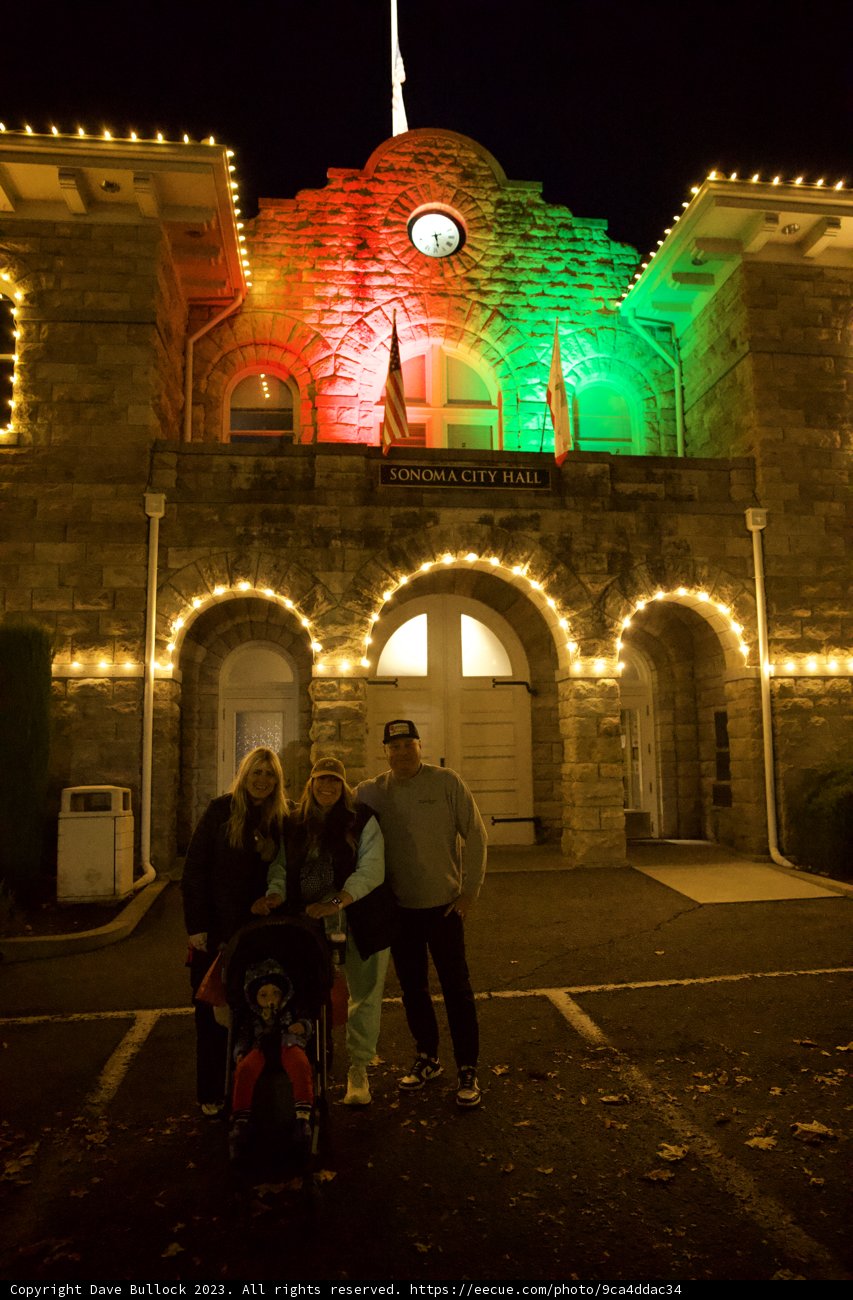The Illuminated Clock Tower - November Twilight in Downtown Sonoma