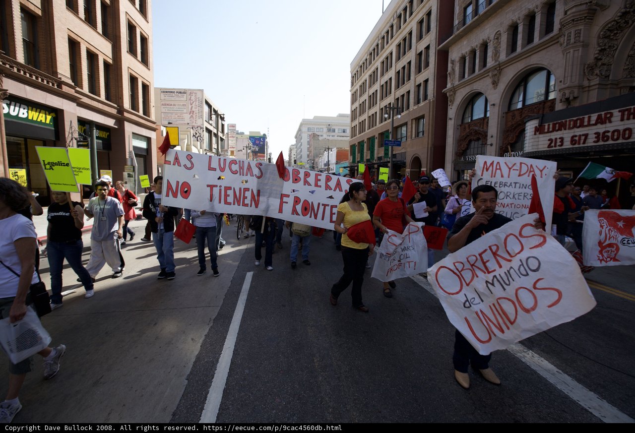 Mayday Rally Protestors March through the City Streets