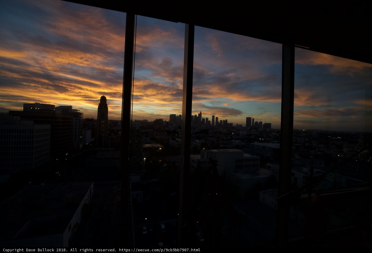 Sunset Silhouette From Urban Office Building