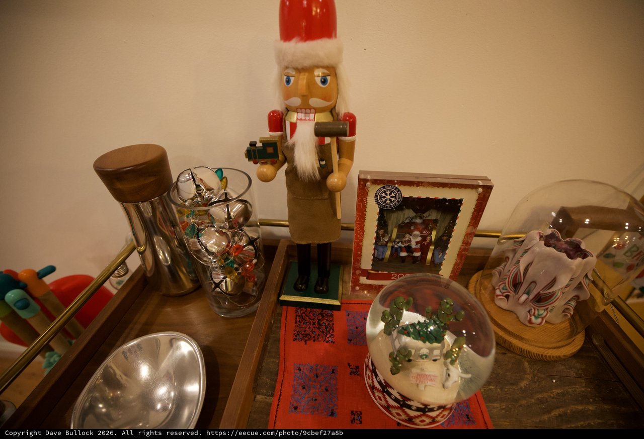 Festive Holiday Decorations Display with Traditional Nutcracker