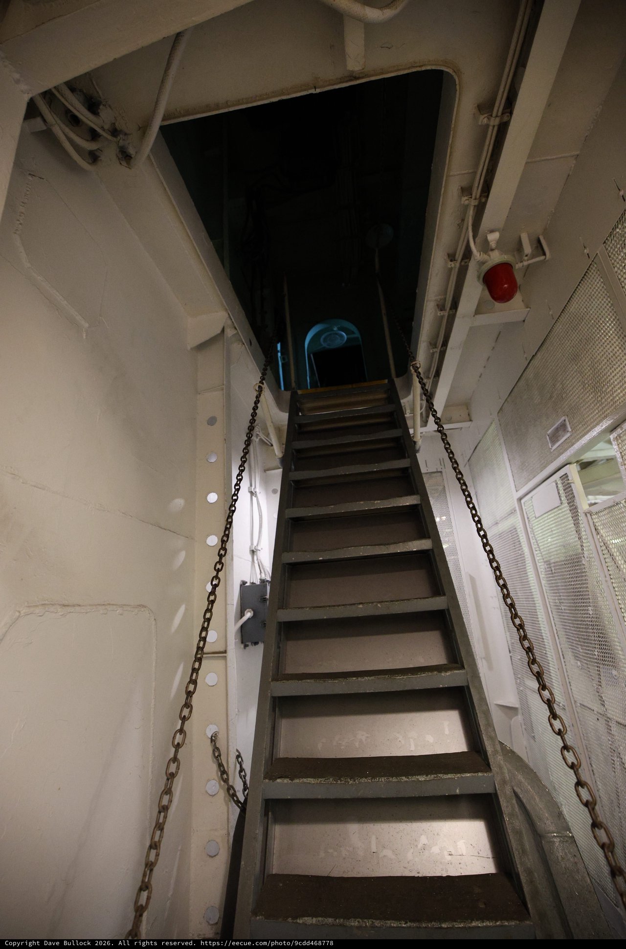 Steep Metal Stairway Aboard Historic USS Hornet