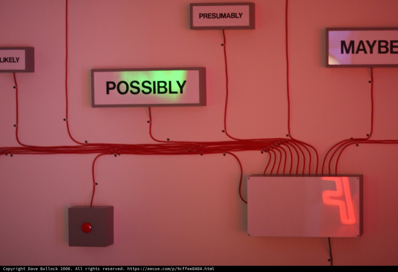 Possible Maybes on a Red-Lit Wall