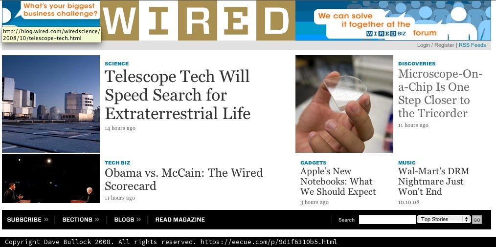Wired Magazine Website Screenshot