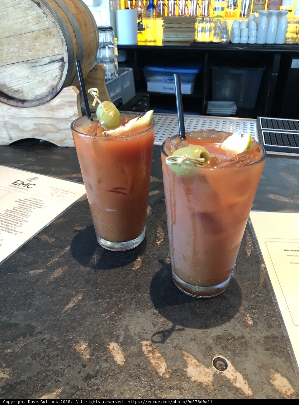 Two Glasses of Bloody Cocktails on a Table