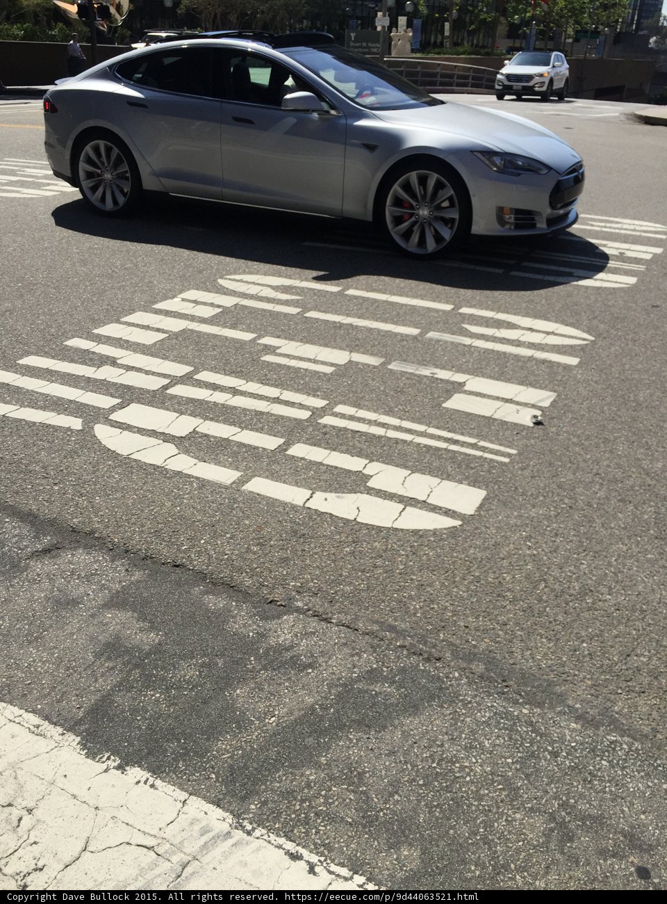 Tesla Model S at Crosswalk