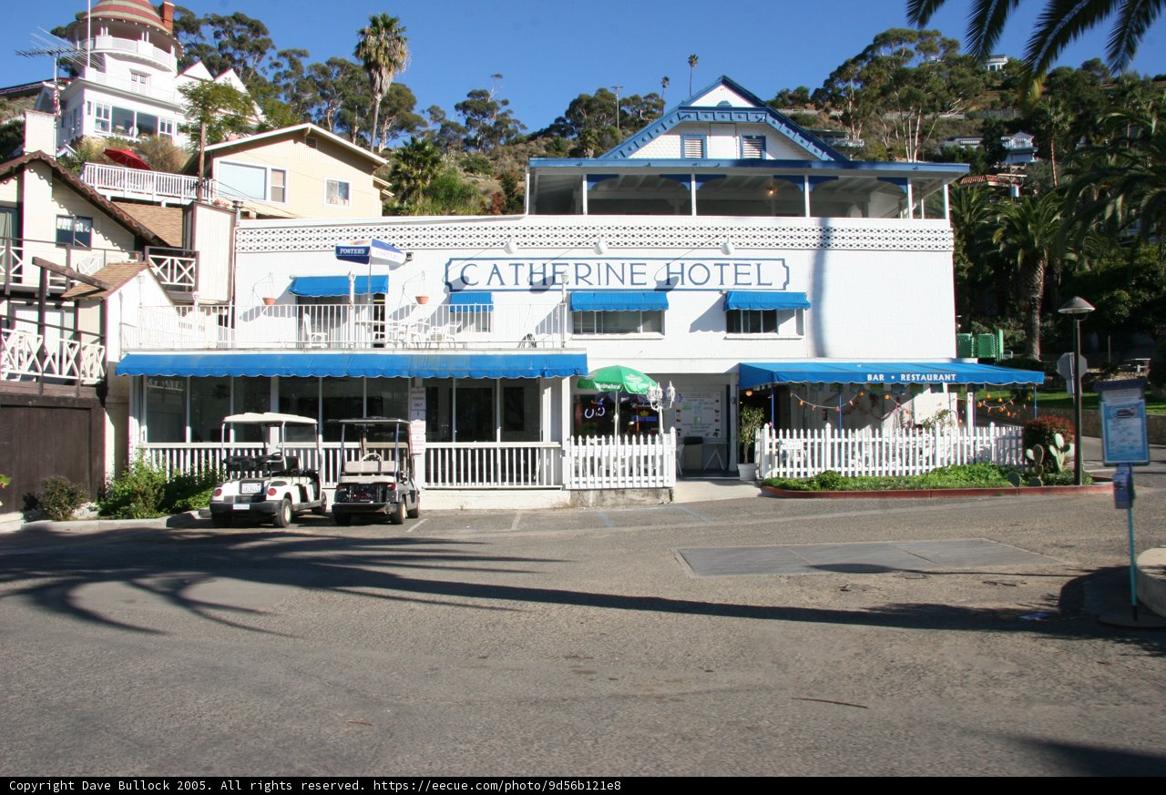 Blue Awnings on White Building