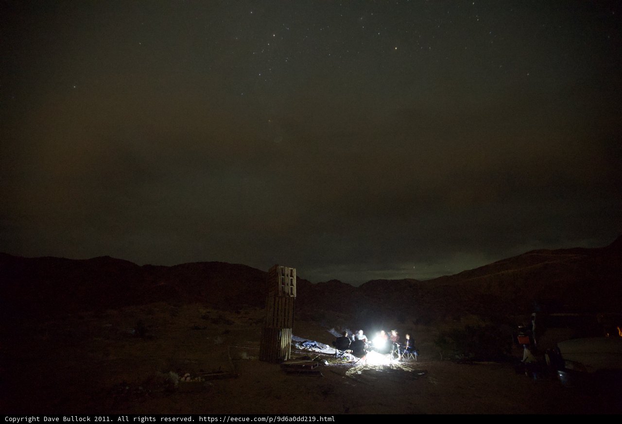Night Bonfire in the Desert