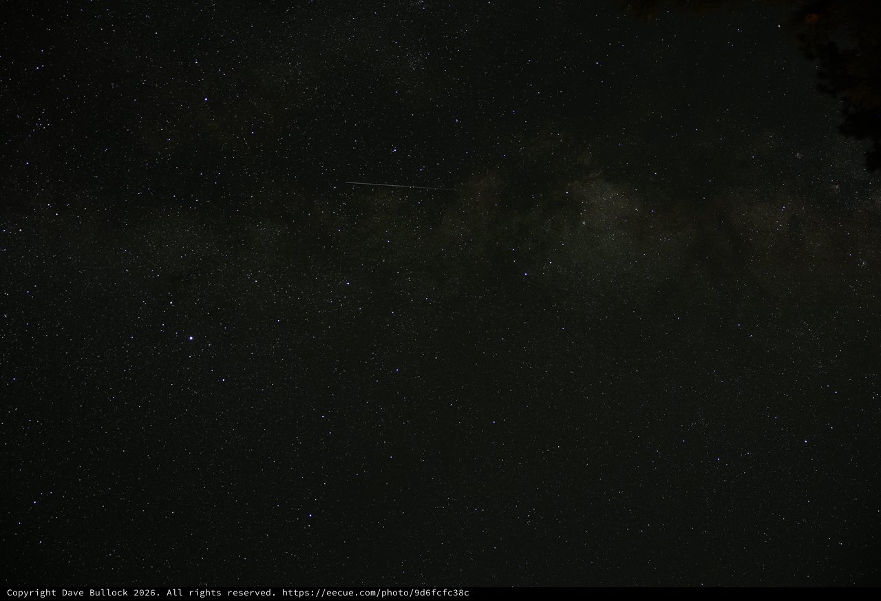 Milky Way and Meteor Trail Over Lassen Volcanic Night Sky