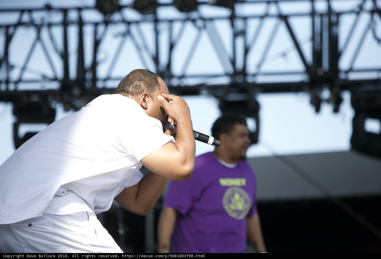 David Jude Jolicoeur performs with a microphone at Coachella