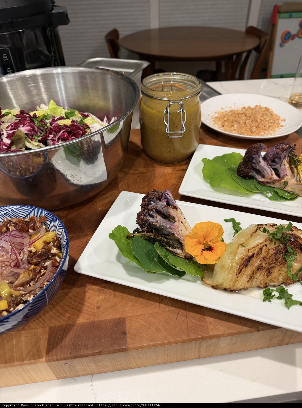 Homemade Asian-Inspired Dinner Spread with Fresh Salad