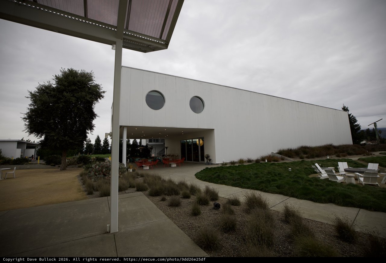 Modern Winery Architecture on Overcast Afternoon