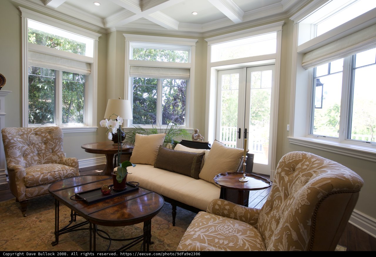 Cozy Living Room with French Windows