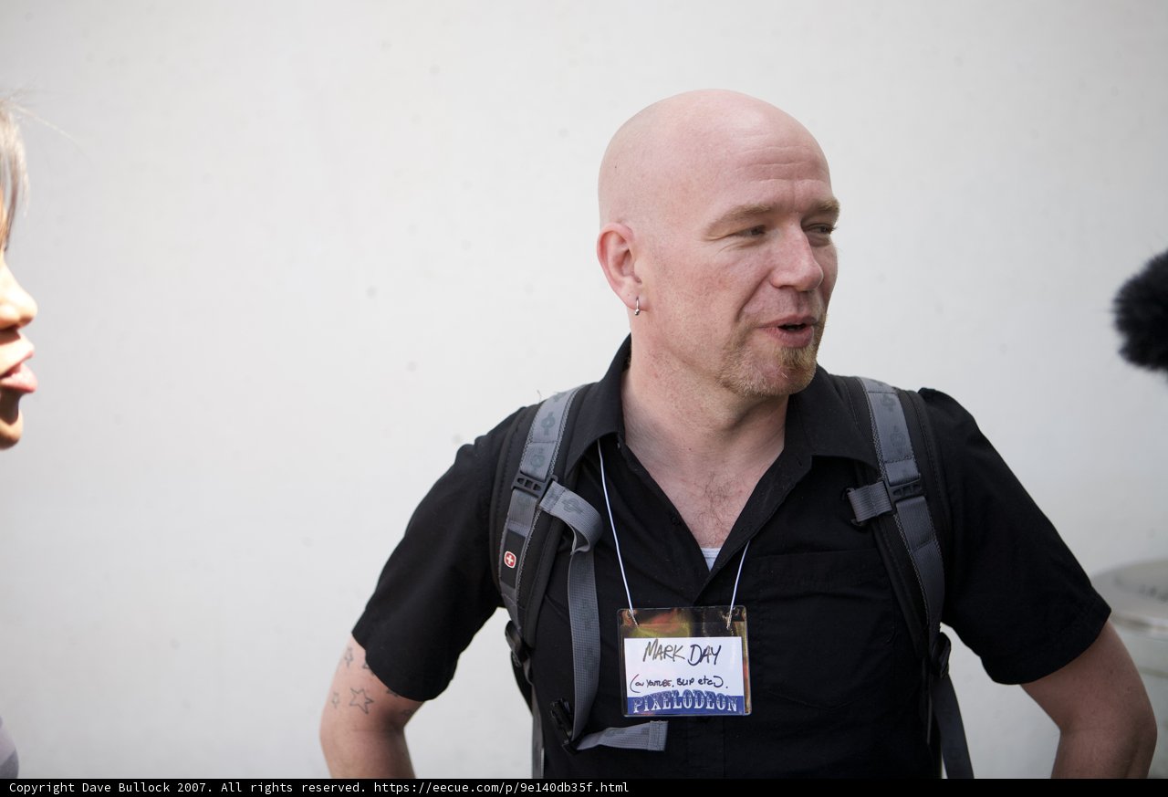 Bald man on the go