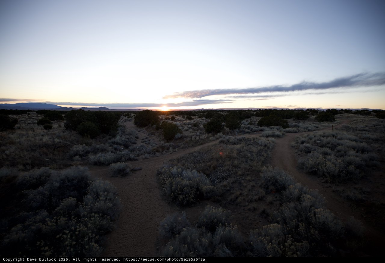 Desert Sunset Over Sagebrush Trail at Dusk