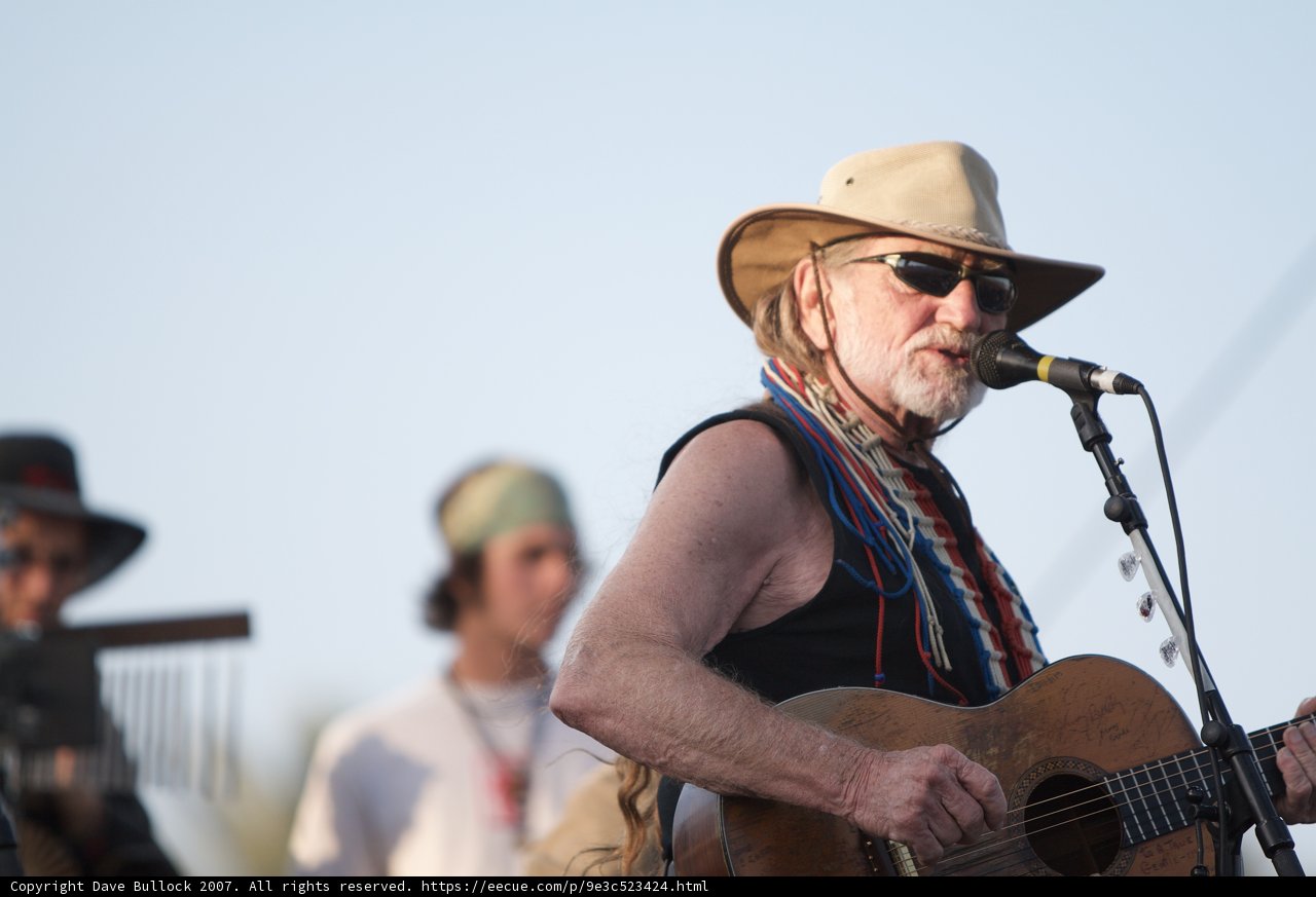 Willie Nelson's Iconic Cowboy Hat Shines Under Blue Skies at Okeechobee Music and Arts Festival
