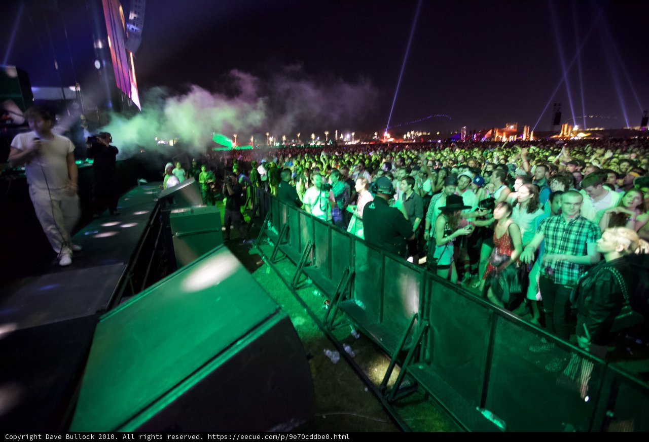 Glowing Green: A Sea of People at Cochella Friday Night Concert