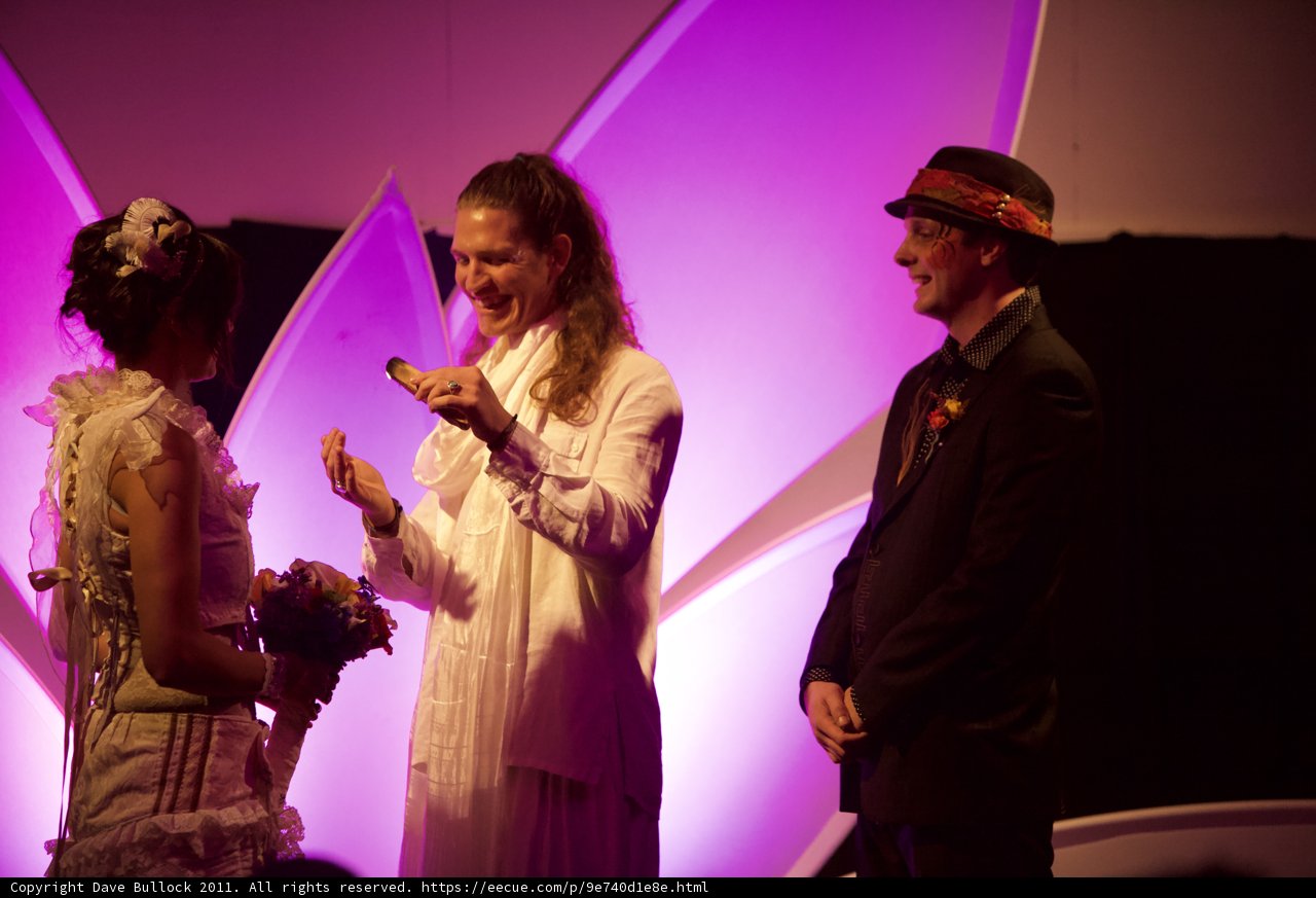 Stage conversation at the Wickstrom wedding