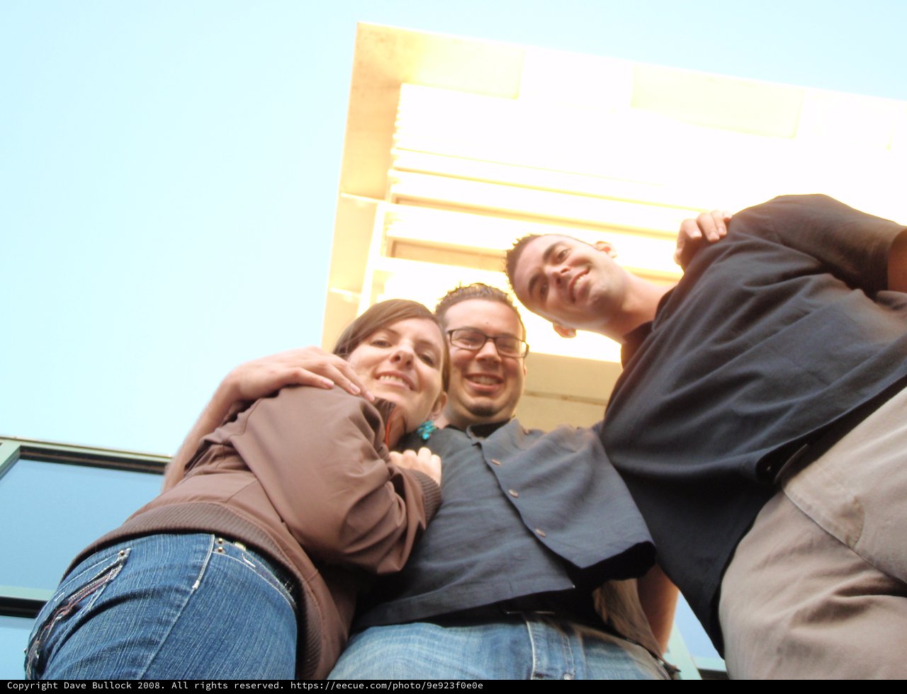 Three Friends Posing from a Worm's Eye View