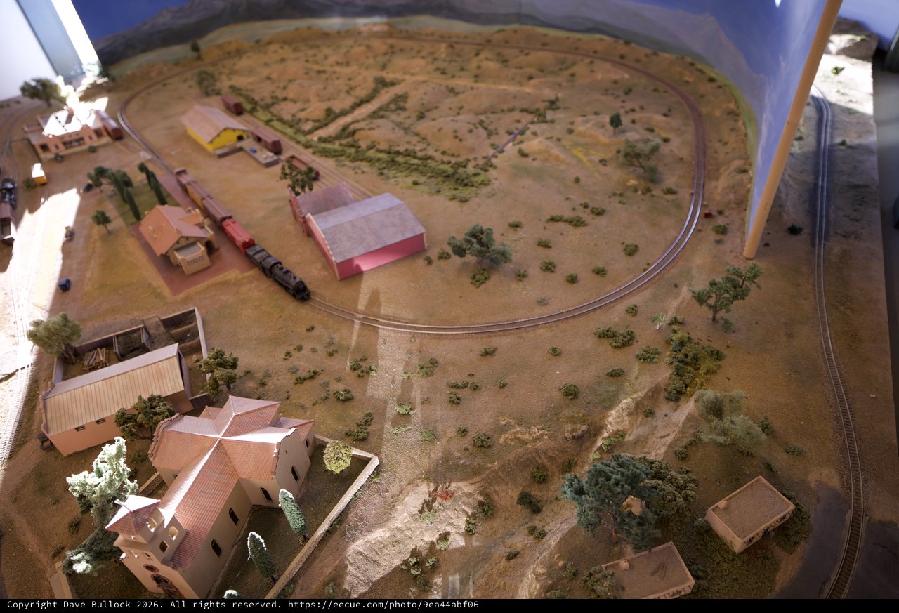 Miniature Model Railway Layout with Desert Landscape