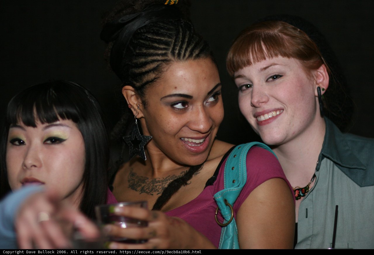 Three Happy Partygoers