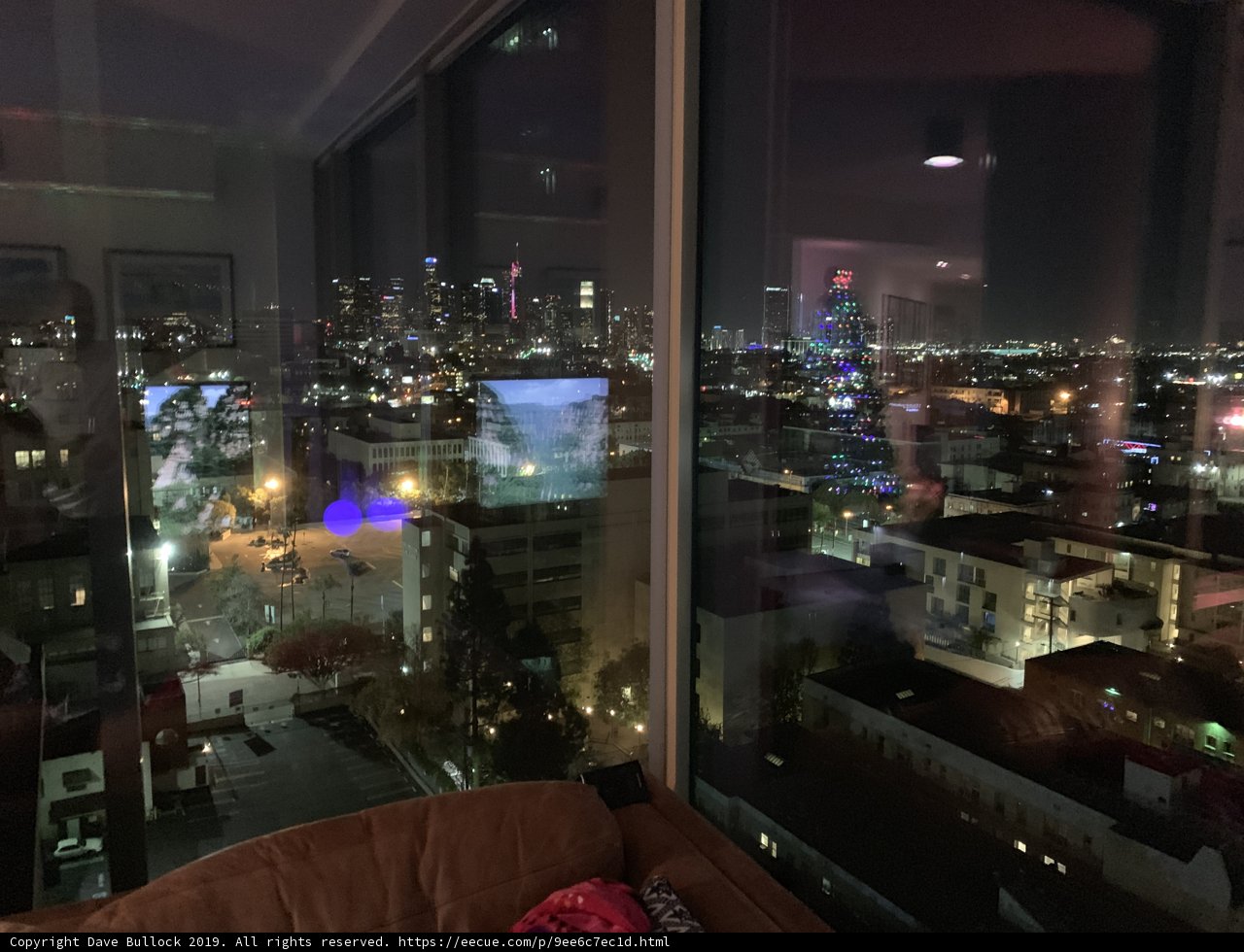 Urban Night Skyline from Living Room Window