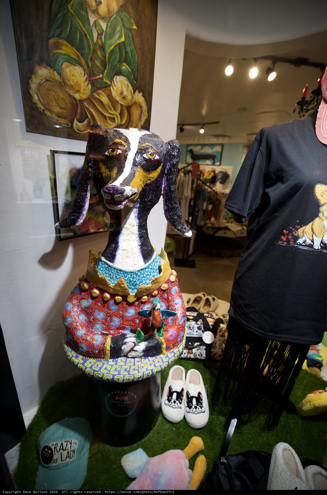Colorful Folk Art Sculpture in Gallery Display