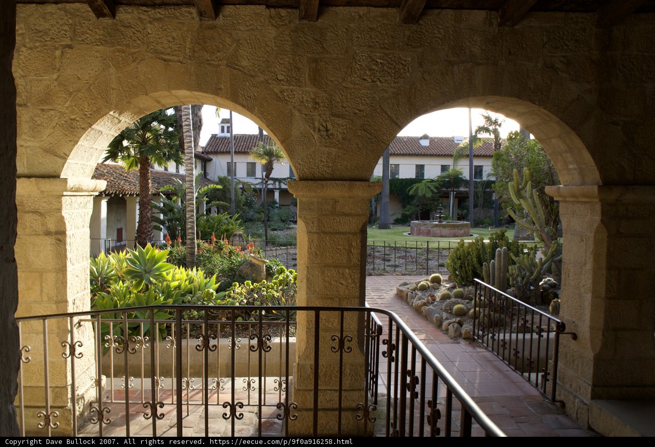 The Serene Courtyard of Santa Barbara Mission