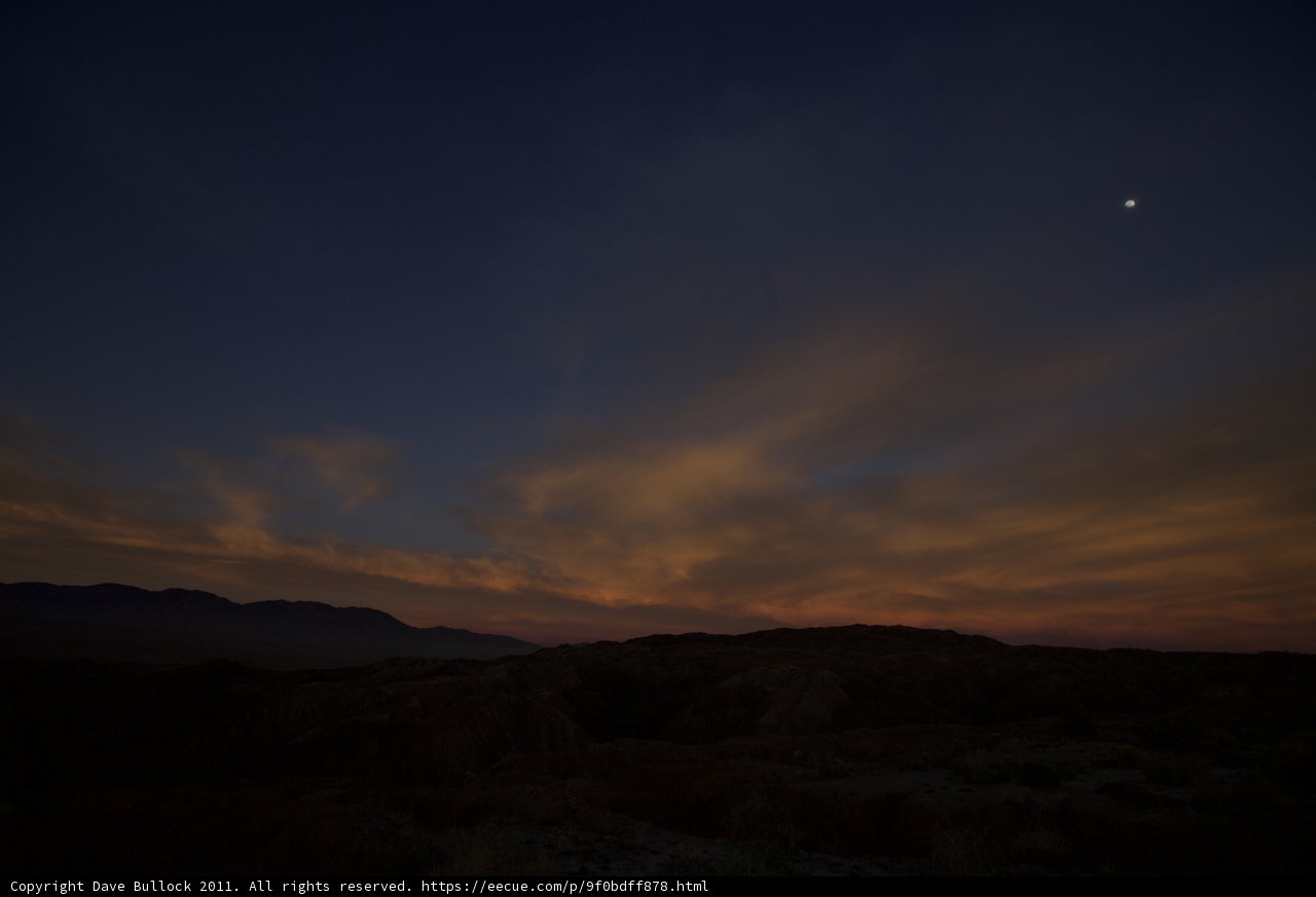 Moon and Cloud at Sunset over Anza Borrego Desert