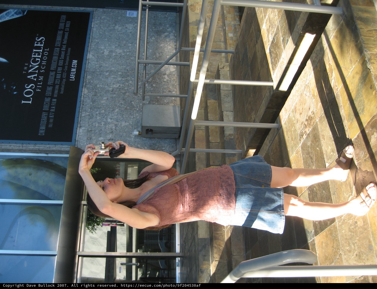 Tourist Photographing the Los Angeles Film School