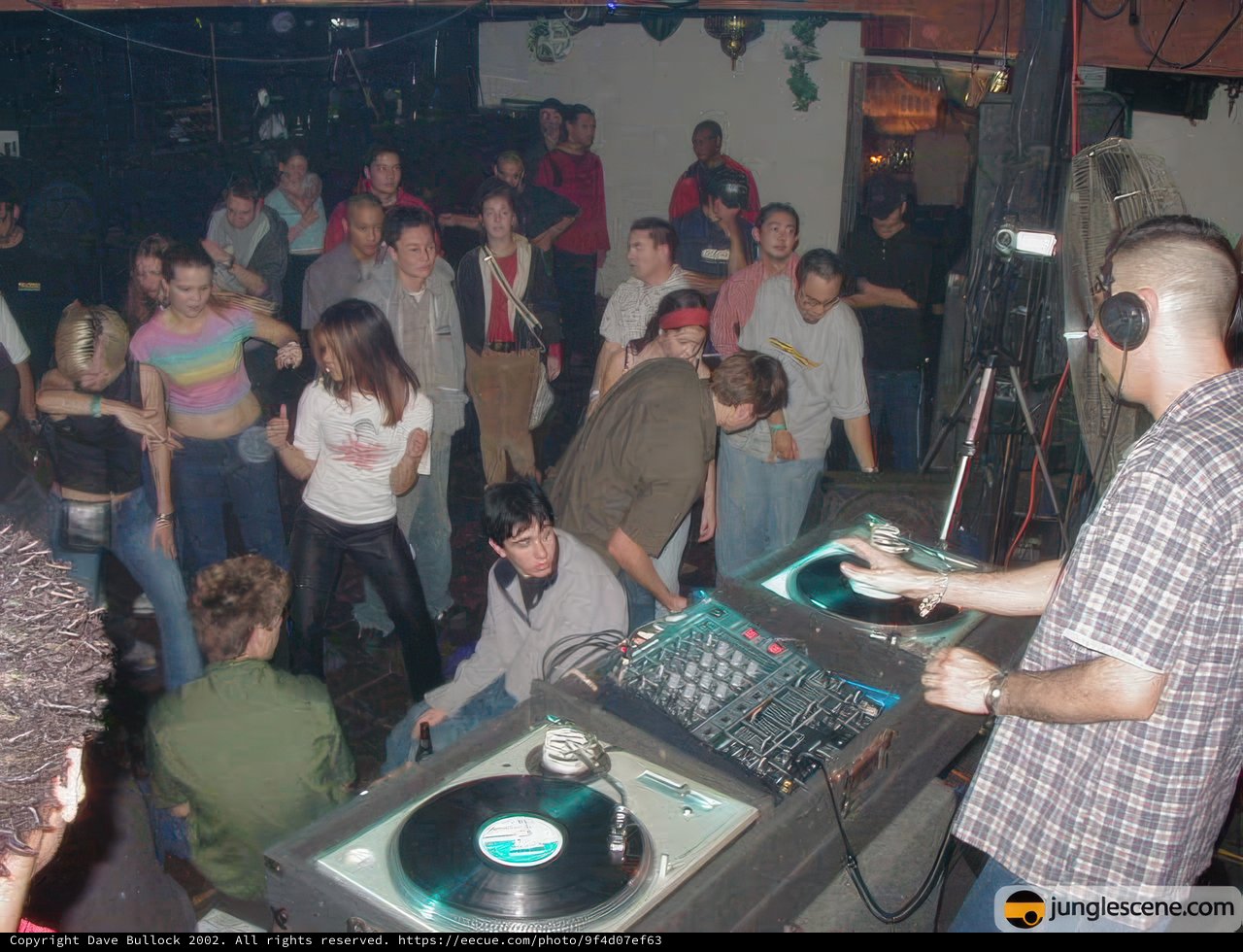 Nightclub DJ Entertains Crowded Room with Music