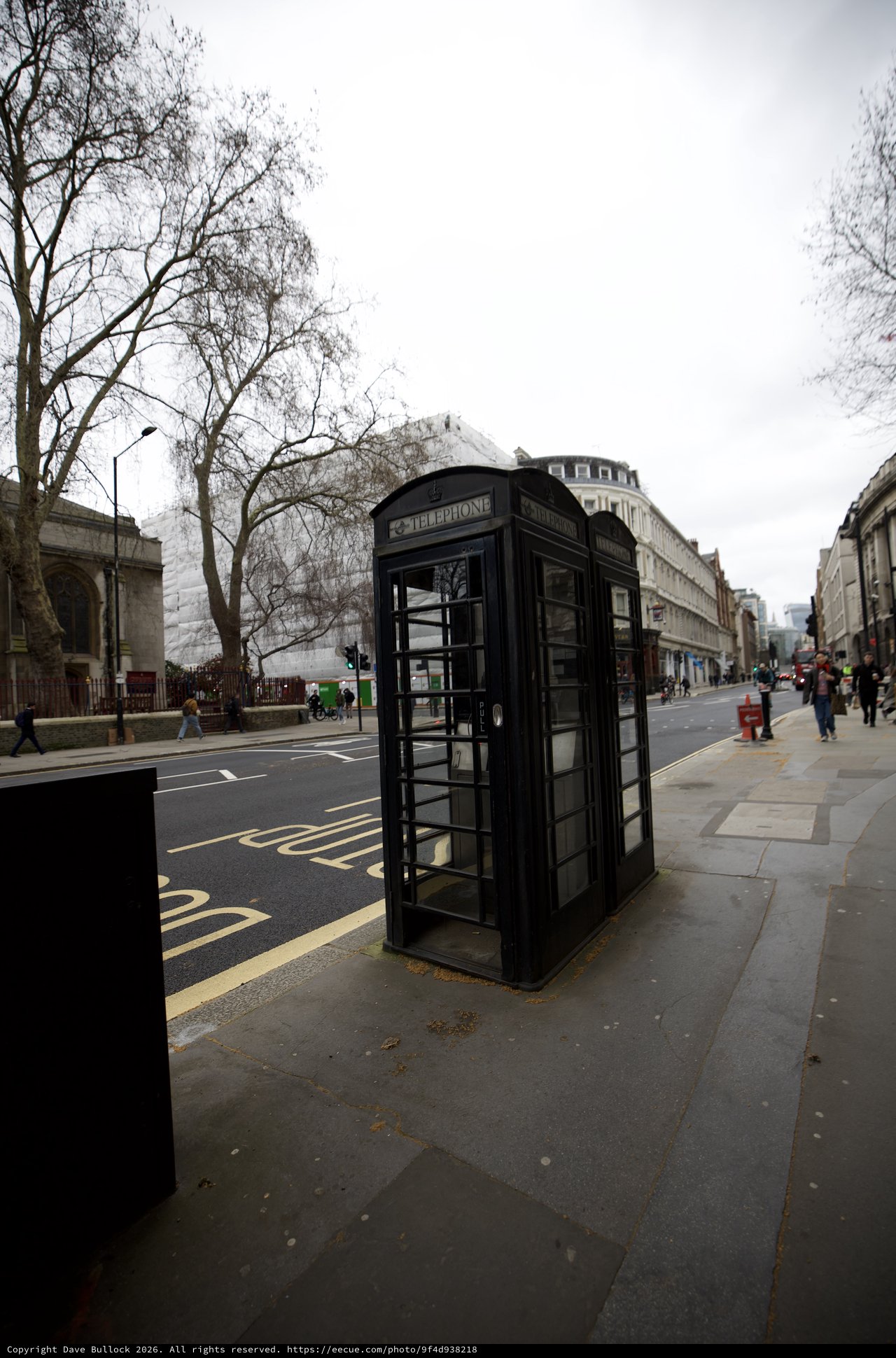 Black Telephone Box on London Street Corner